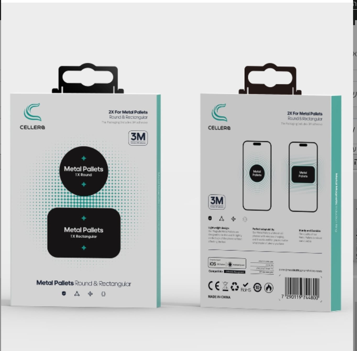 משטח מתכת MAGSAFE לזרוע רכב CELLERA מארז 2 יחידות