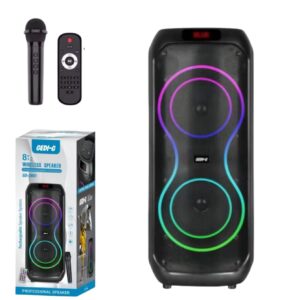 רמקול בידורית נייד 8*2 אינץ GD-2801 20W כולל מיקרופון אלחוטי ושלט