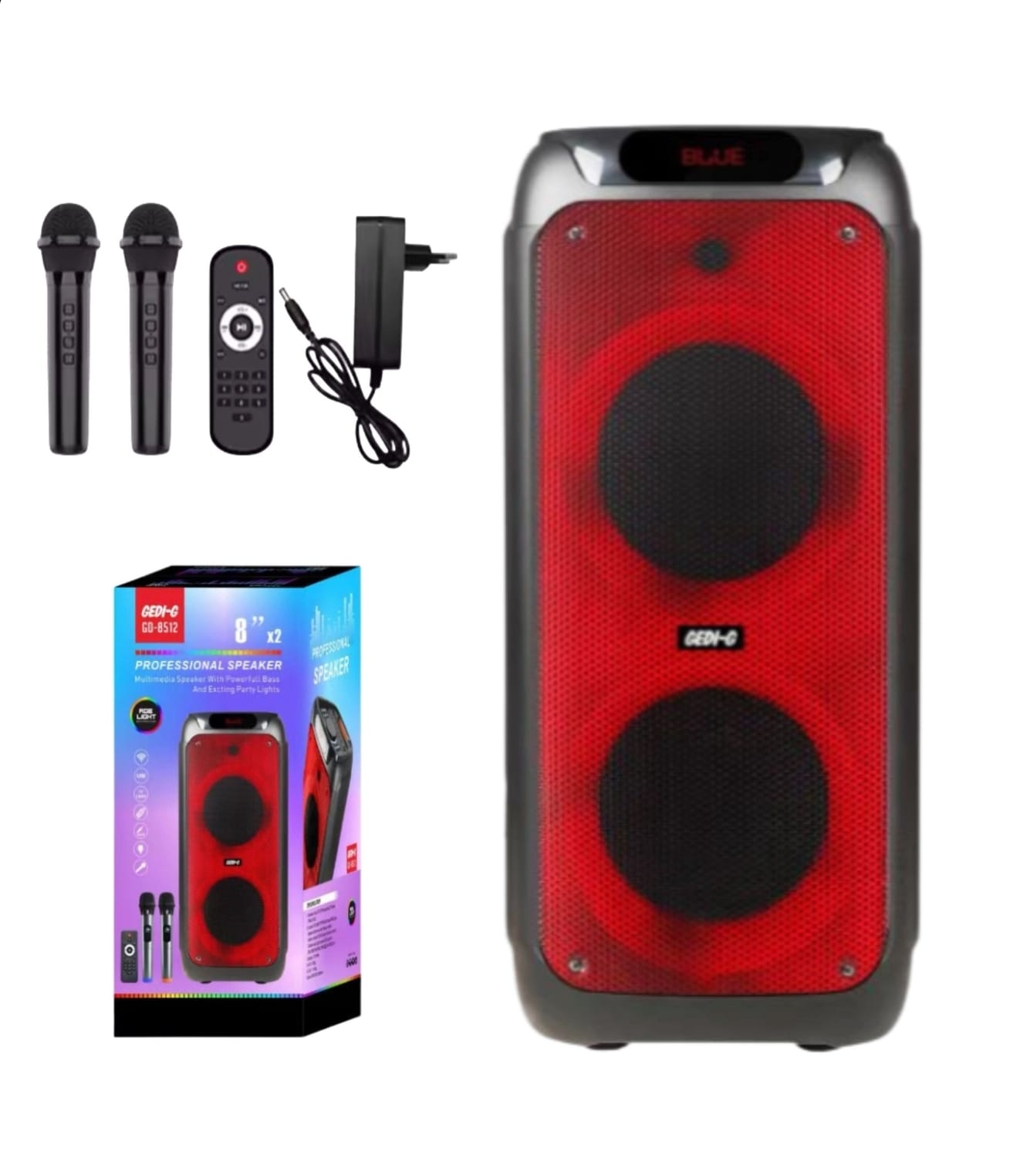 רמקול בידורית נייד 8*2 אינץ YS-010 60W כולל מיקרופון אלחוטי ושלט