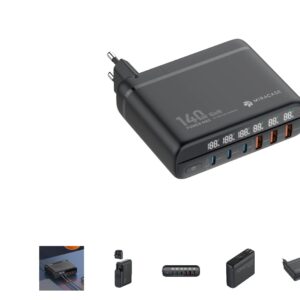מטען קיר עוצמתי 140W עם 6 יציאות טעינה דגם MWC140W מבית Miracase