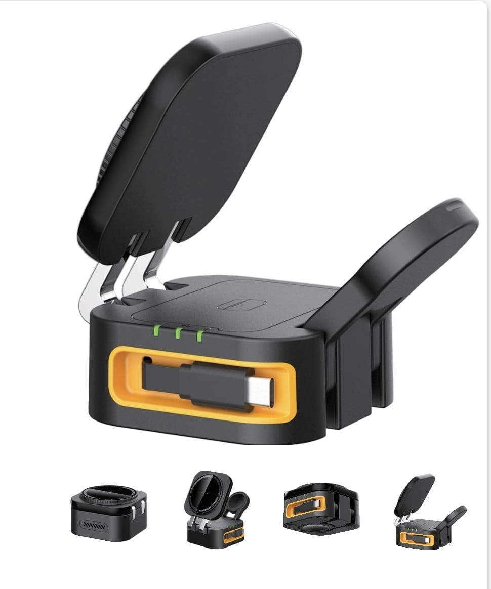 מטען אלחוטי מגנטי מתקפל 3 ב־1 Miracase MQIW610 לבןשחור