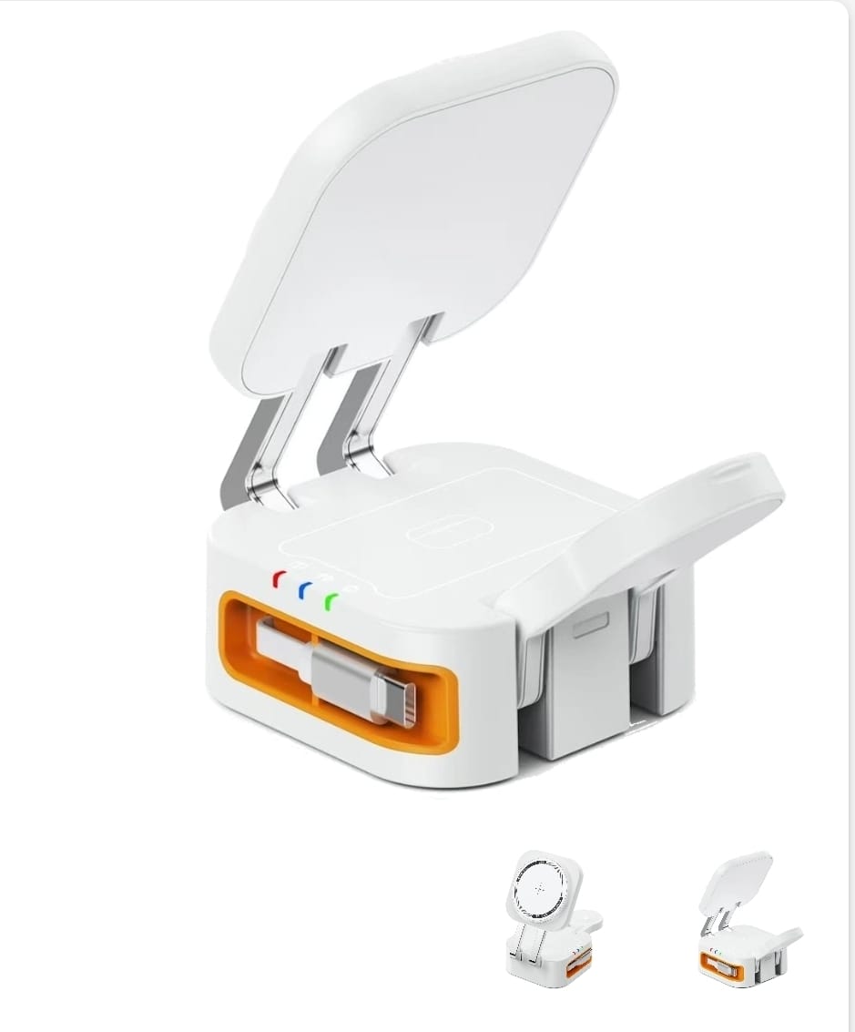 מטען אלחוטי מגנטי מתקפל 3 ב־1 Miracase MQIW610 לבןשחור