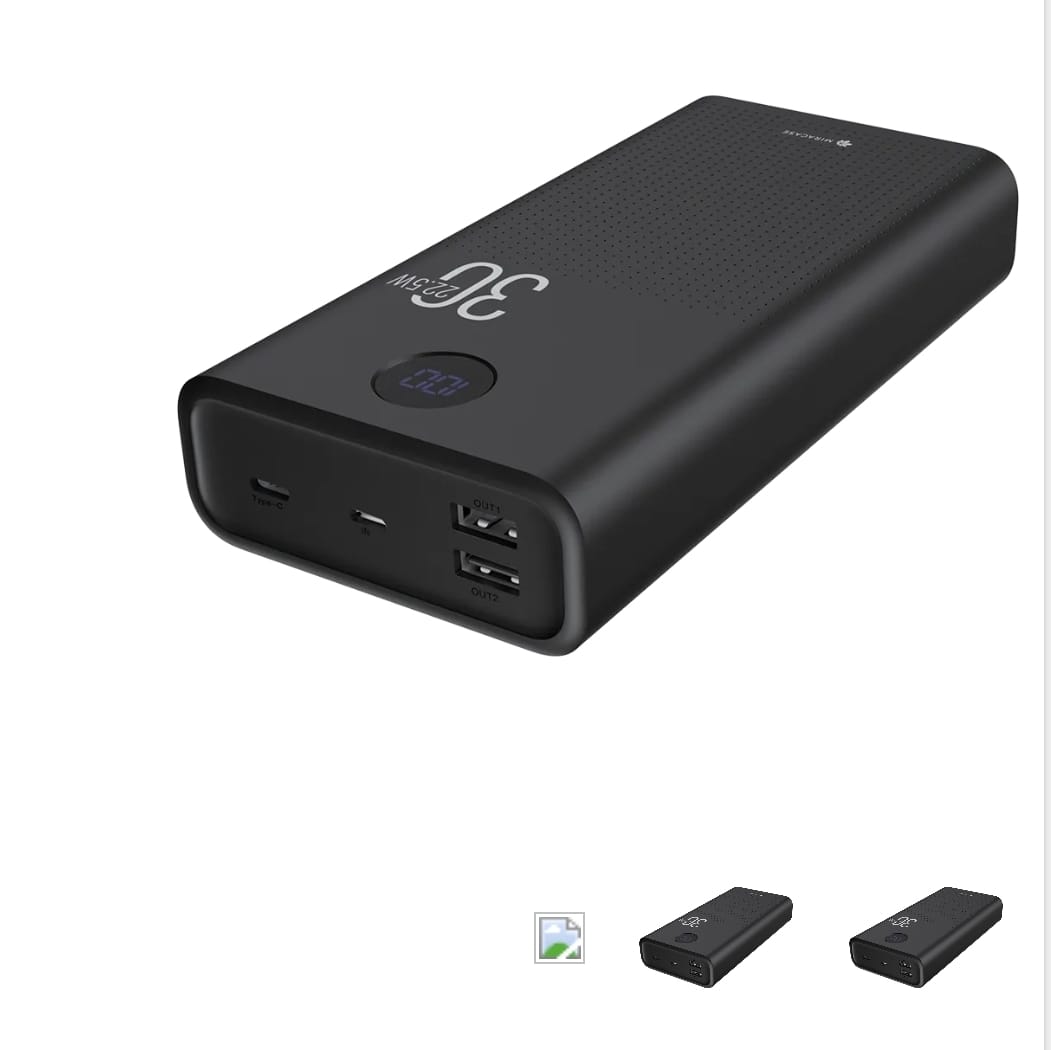 סוללה ניידת איכותית דגם MPB30PD22.5W בצבע שחור מבית MIRACASE