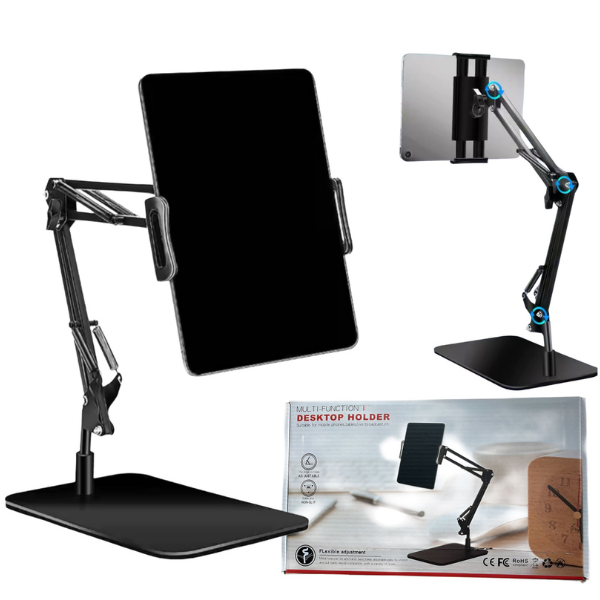 מעמד שולחני משולב זרוע מתכווננת לטאבלט עד 14 אינצ'